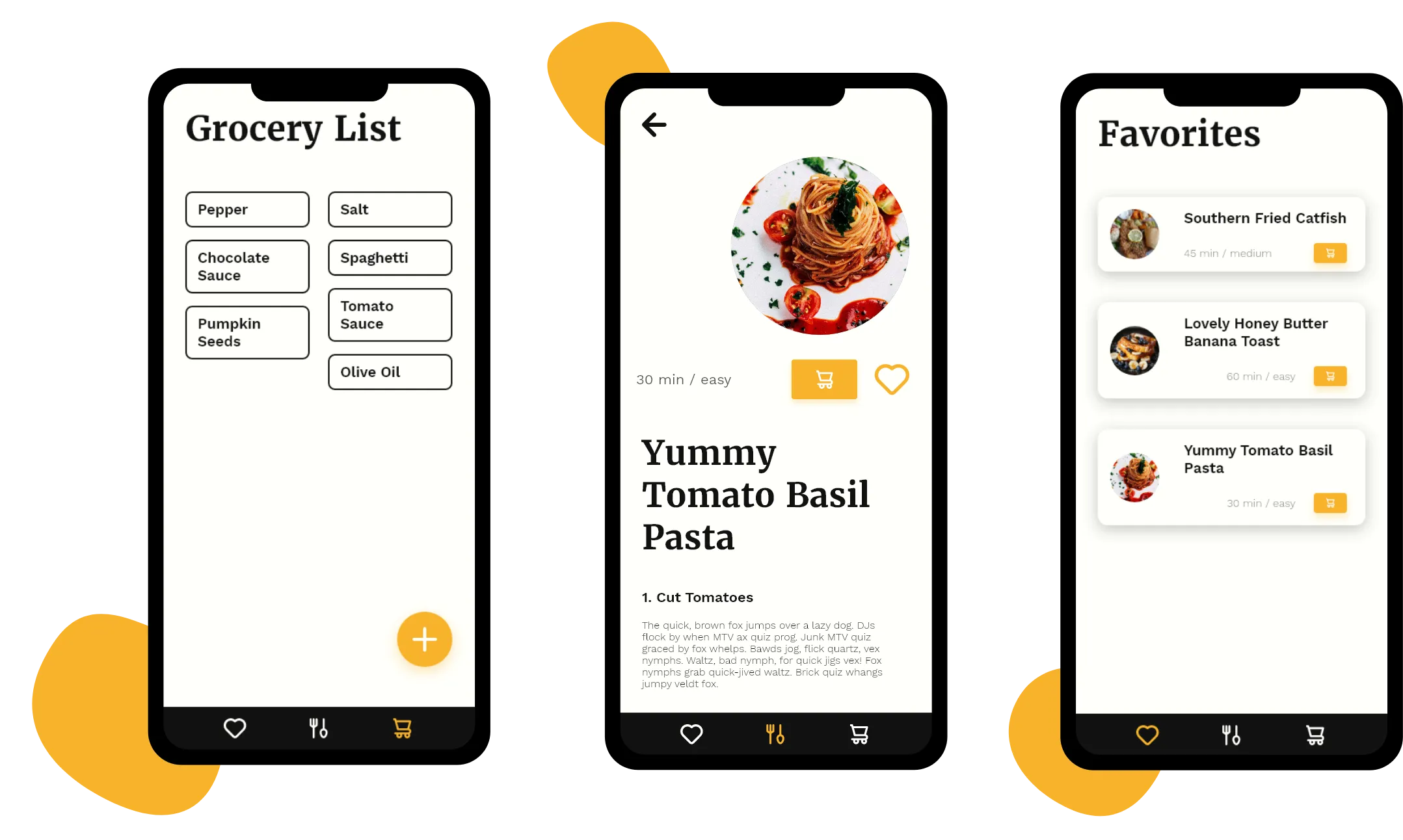 Selected mockups of the Dinermind application