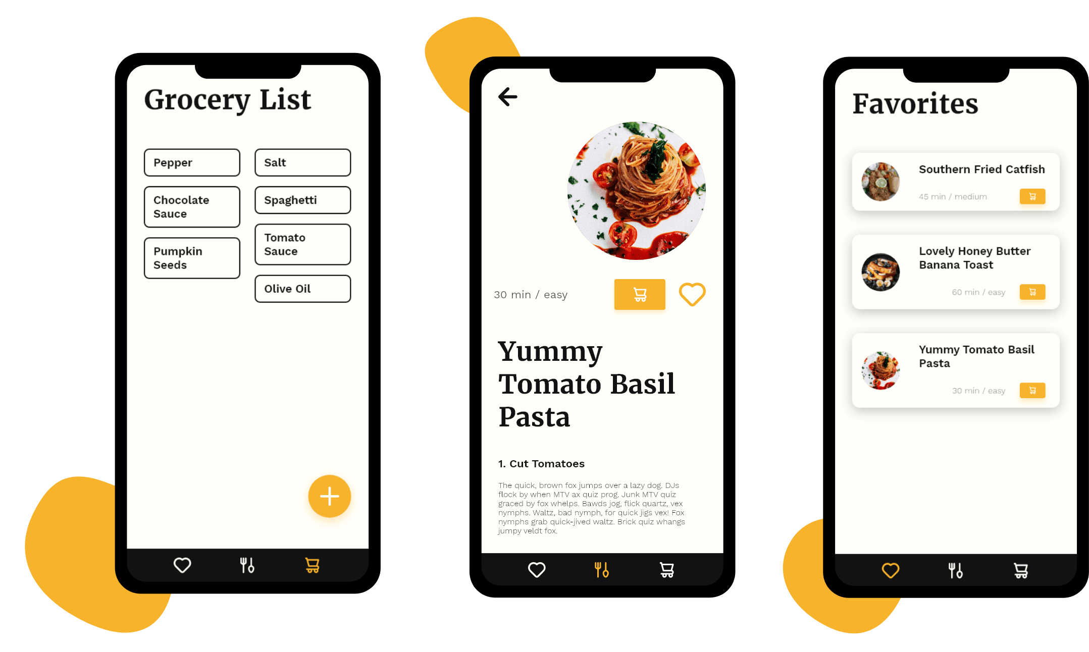 Mockups of the dinermind app.